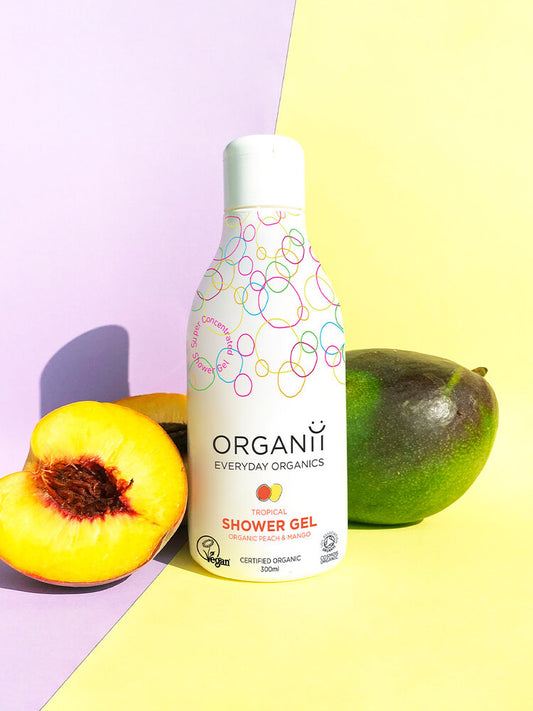 Gel de dus organic Organii - Tropic, Piersici si Mango. Certificat organic COSMOS.